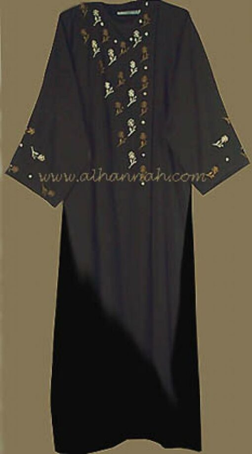 Khalije Style Abaya with Contrasting Floral Embroidery ab201