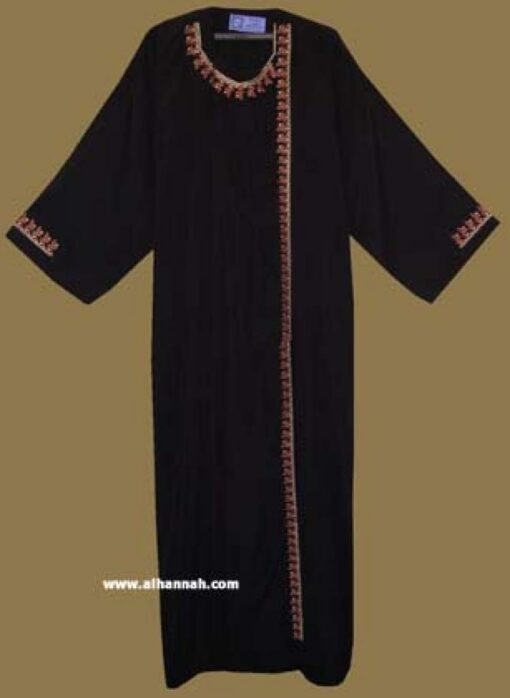 Classic Khalije (Gulf) style abaya with matching shayla (oblong scarf.)  ab262