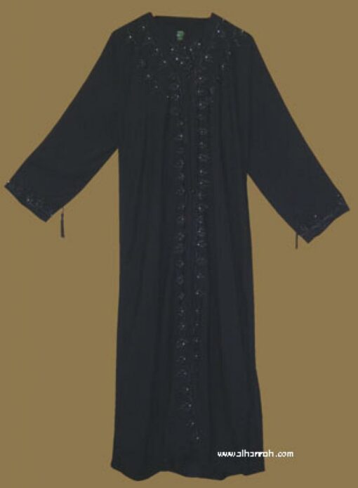 Khalije (Gulf) style abaya with matching shayla (oblong scarf.) ab278