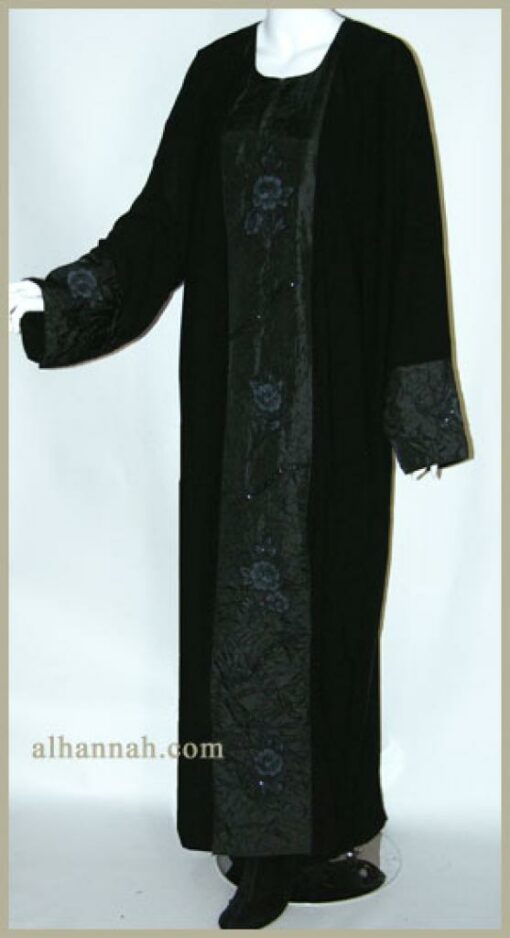 Traditional Embroidered pull-over abaya with Satin Trim ab336