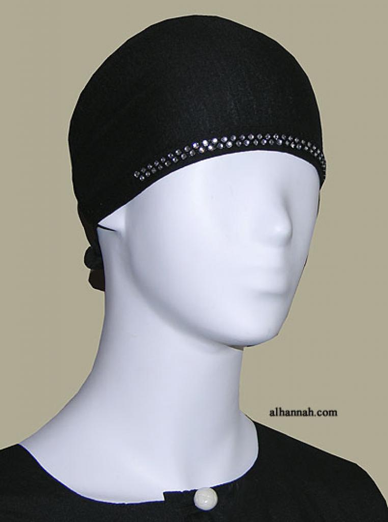 Rhinestone Accented bonnet style underscarf  ac173