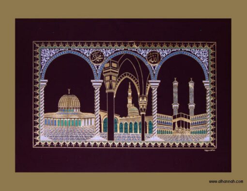 Guilded Wallhanging Featuring Three Masjids gi354
