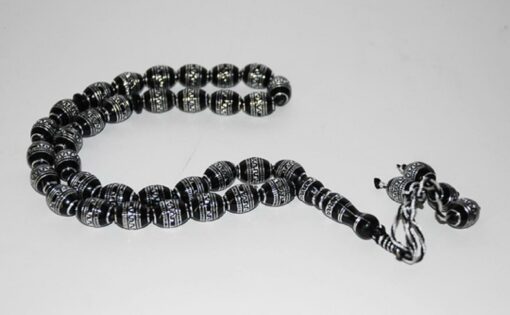 Prayer Beads with Silver Relief Design gi560