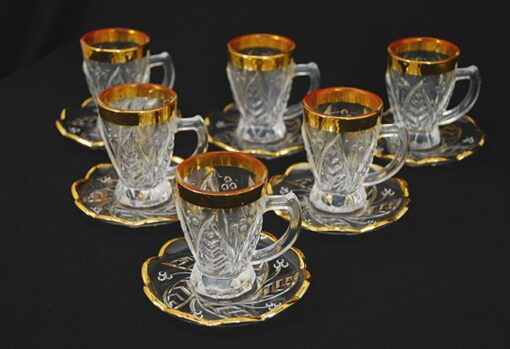 Arabian Cut Crystal Tea Set with Gold Trim   gi579