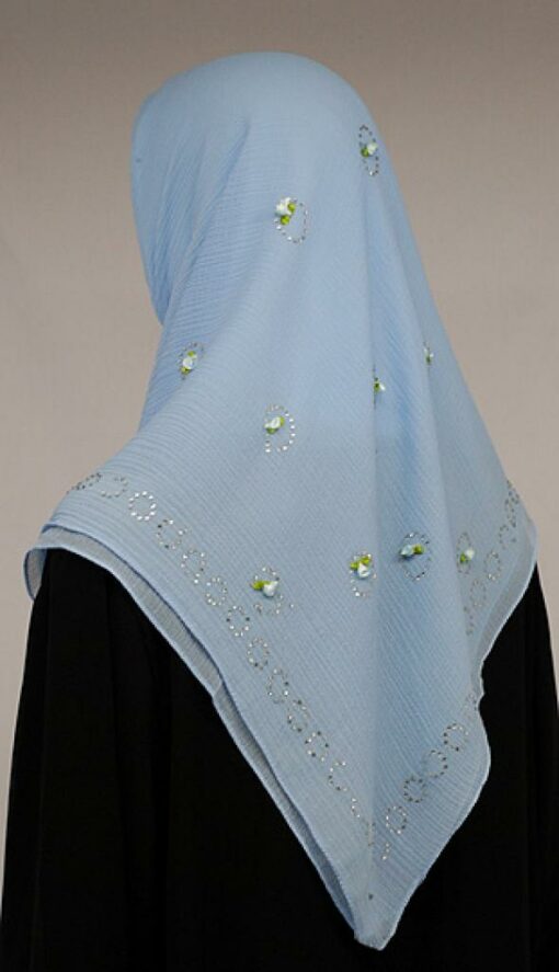 Floral Accented Chiffon Georgette Hijab hi1577