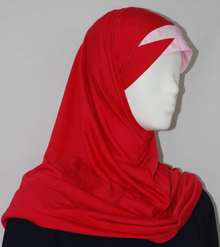 Solid Color Al Amirah Hijab with Printed Band hi1668