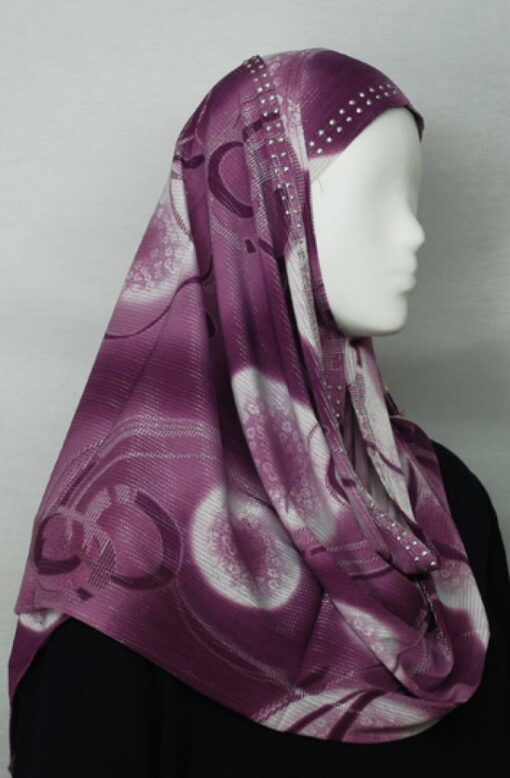Ring Print Beaded Al Amirah Hijab with Beaded Underscarf hi1687