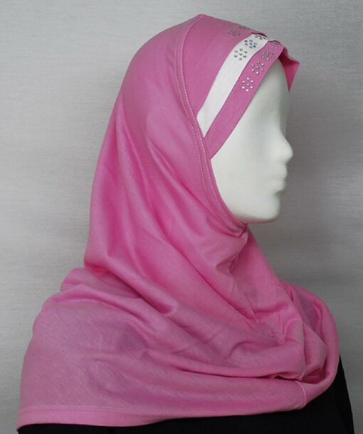 Striped Al Amirah Hijab with Beaded Underscarf hi1688