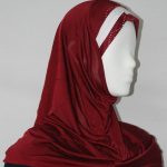 Striped Al Amirah Hijab with Beaded Underscarf hi1689