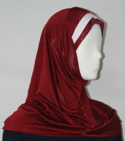 Striped Al Amirah Hijab with Beaded Underscarf hi1689