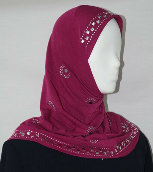 Solid Color Al Amirah Hijab with Beaded Underscarf hi1691