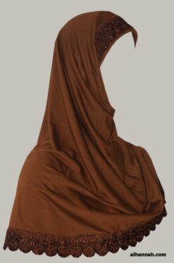 Cotton Blend Lace Trim Al Amirah Hijab hi1768