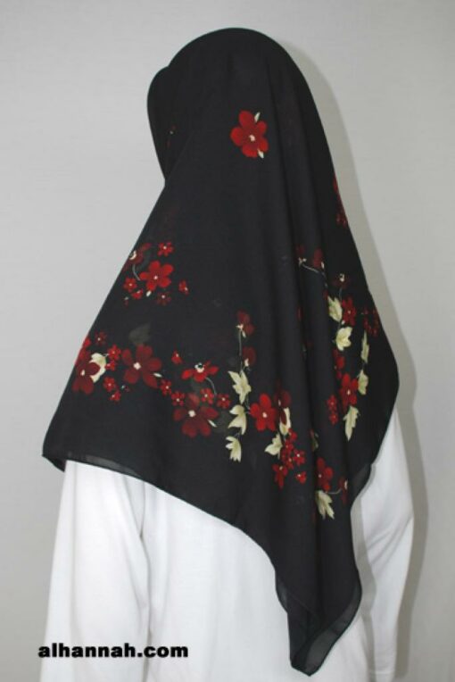 Solid Border Floral Print Turkish Hijab hi1785