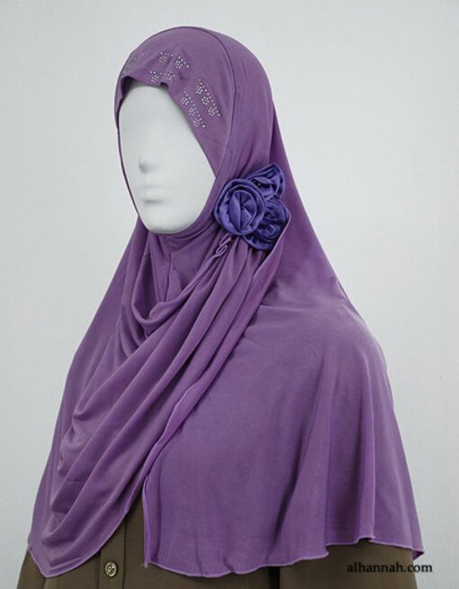 Al-Amirah Rouched Hijab with Floral Applique hi1843