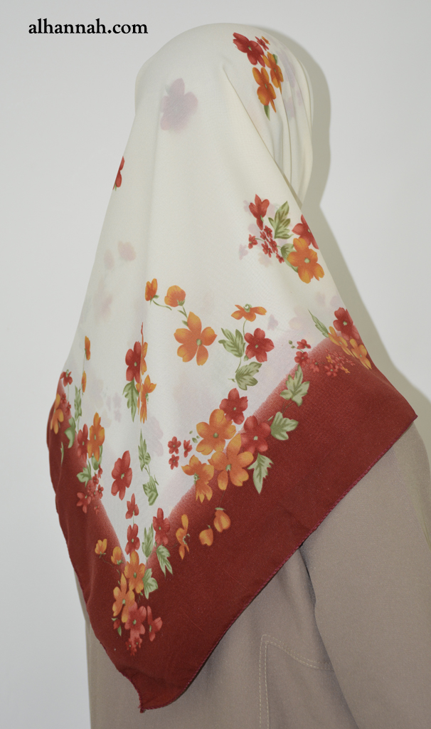 Mini-floral print Hijab with Solid Border hi2024