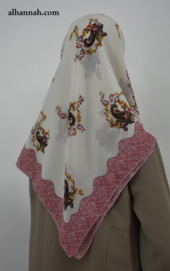 Square Hijab with Paisley and Lace Print hi2032