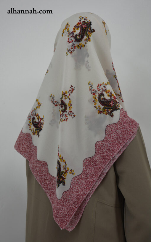 Square Hijab with Paisley and Lace Print hi2032