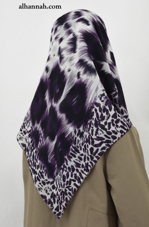 Contemporary Square Hijab with Leopard Print Border hi2035