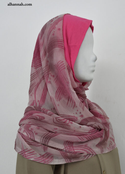 Pink Kuwaiti Style Wrap Hijab hi2039