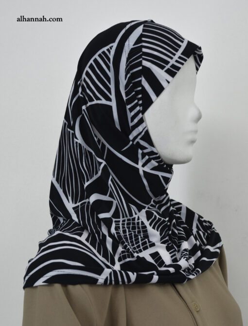 AlAmirah Hijab with Contrasting Geometric Print  hi2042