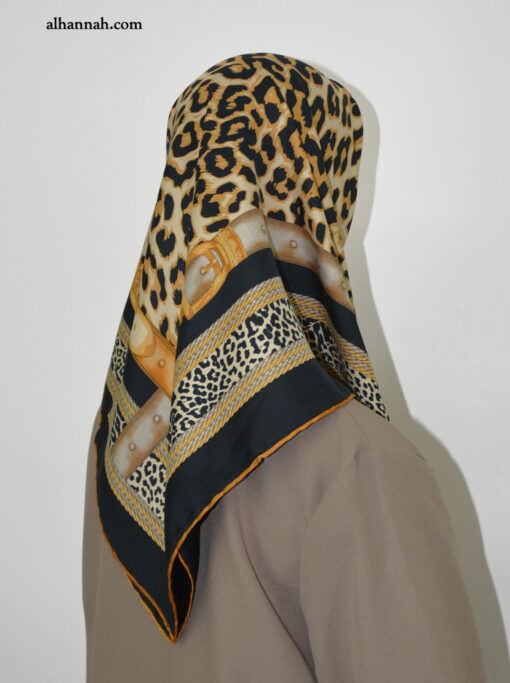 Turkish Satin square hijab with Leopard print hi2049