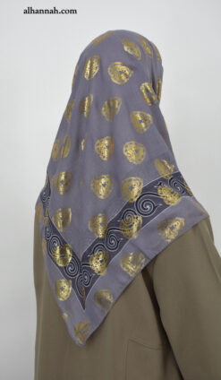 Turkish Hijab with Gold Paisley Heart Print hi2054