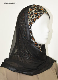 Kuwaiti Wrap Hijab with Leopard Print hi2059