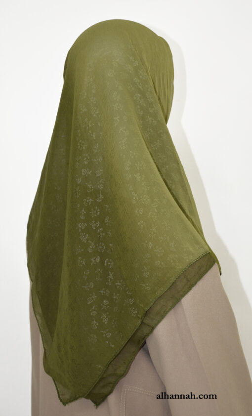 Georgette Square Hijab with Jacquard Floral Pattern hi2062