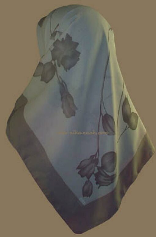 Turkish Solid Border Floral Print Hijab   hi707