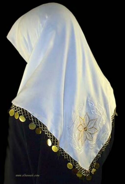 Beaded Triangle Hijab With Extra Large Guilded Sequins   hi928