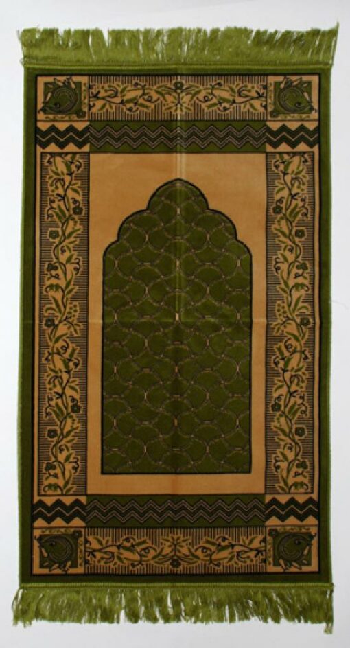 Green Floral Lace Pattern Islamic Prayer Rug ii802