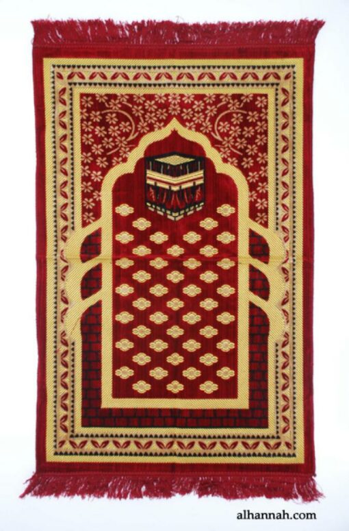 Embroidered Kaaba Pattern Prayer Rug ii986