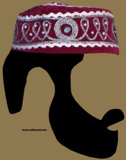 Velvet Pakistani Kufi with Traditional Ornamentation and Mirrorwork  me447