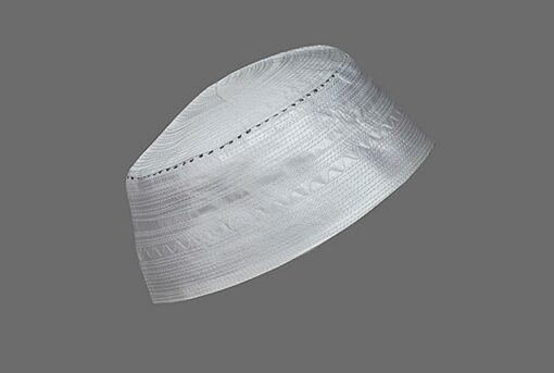 Men's Solid White Kufi with Embroidery me545