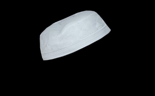 Men's Solid White Kufi with Embroidery  me552