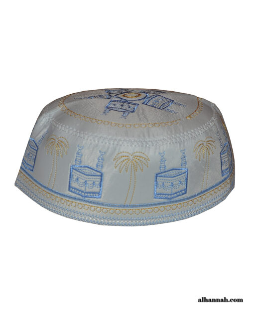Men's Embroidered Kaaba with Palms Kufi me592