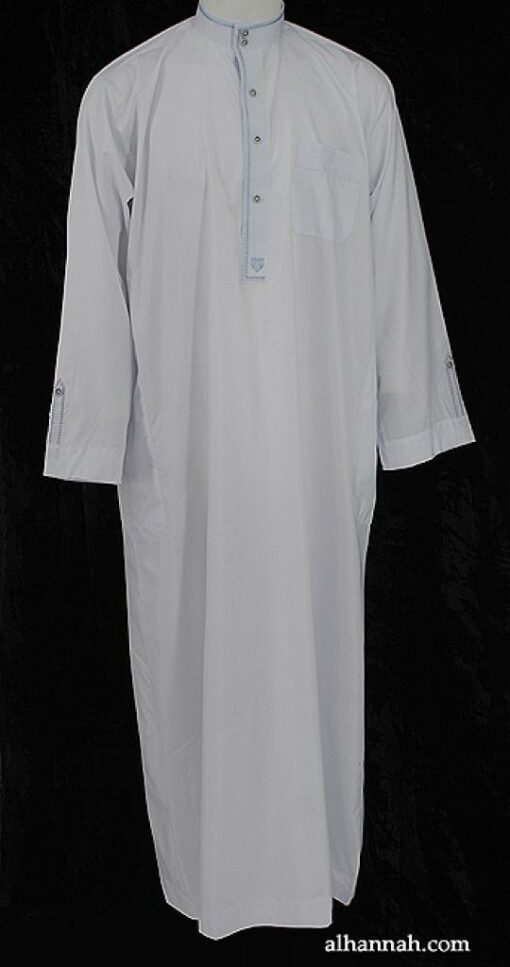 Deluxe Cotton-Blend Embroidered Saudi Dishdasha me609