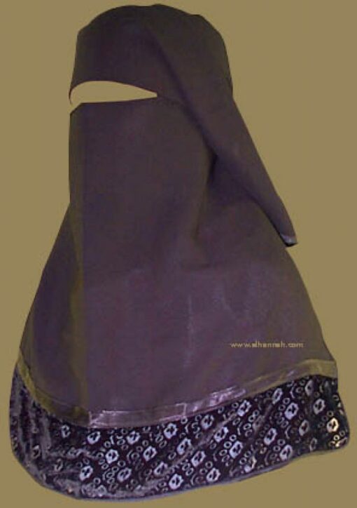 Double Layer Saudi Burqa with Velvet Lace Border - With Screen - No Nose String  ni112