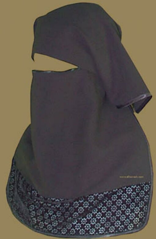 Double Layer Saudi Burqa with Velvet Lace Border - With Screen - No Nose String   ni114
