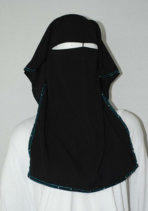 Sparkle Trimmed XL Multi-layer Burqa ni148