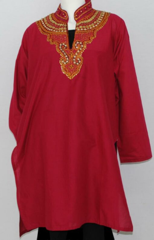 Embroidered Scrolls Cotton Tunic Top  st556