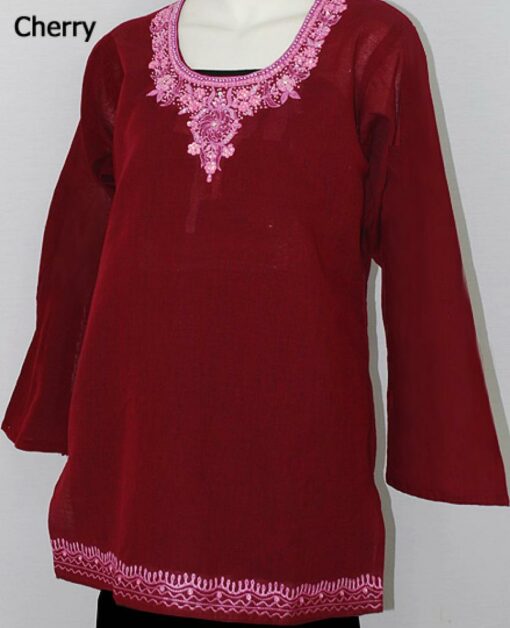 Embroidered Cotton Tunic Top st565