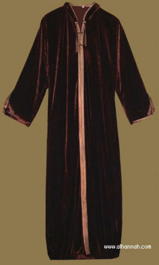 Hooded velveteen Moroccan style thobe th591