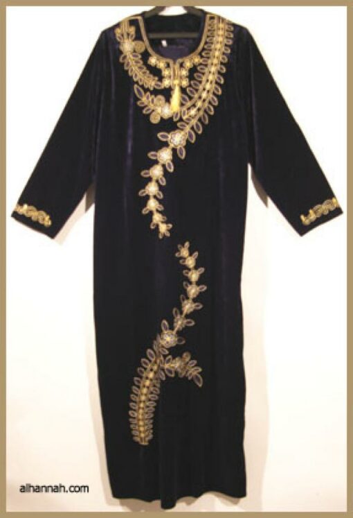Embroidered Arabian Velveteen Thobe  th599