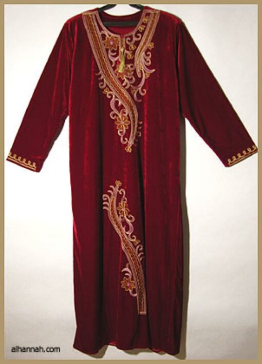 Embroidered Arabian Velveteen Thobe  th602