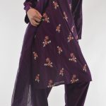 Areej Salwar Kamees Floral Swirls Embroidery - Comfortable Soft Cotton SK1236 Purple 1