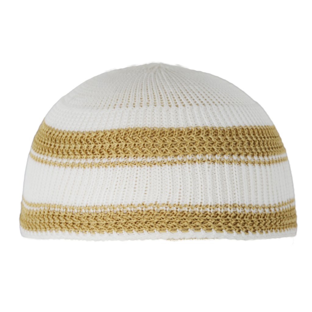 Knitted Kufi with Bold Solid Color Lines | ME716 | Alhannah Islamic ...
