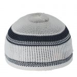 Knitted Kufi with Thin Solid Color Lines ME717 Marine