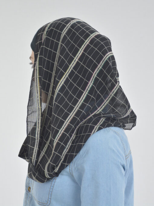Black Plaid Twister Kuwaiti Wrap Hijab (3)