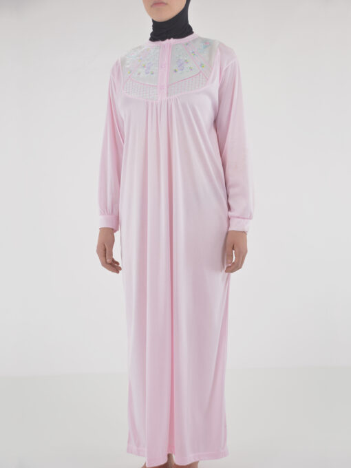 Floral Embroidered Cushioned Cotton Nightgown NG101 (2)